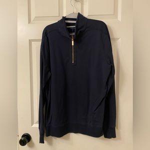 Goodman Brand Navy zip up Top with Rose Gold Zipper and Stripped Interior